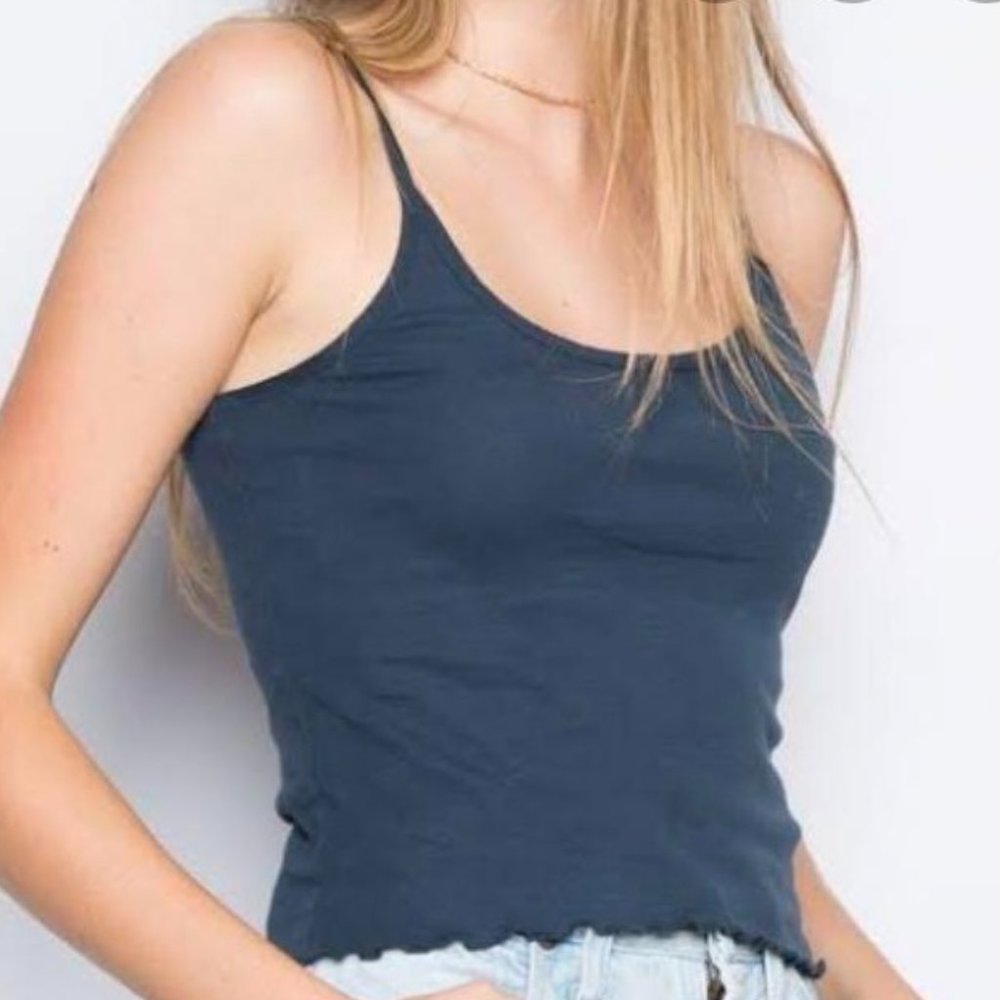 Brandy Melville Navy Blue Kimbell Ruffle Tank